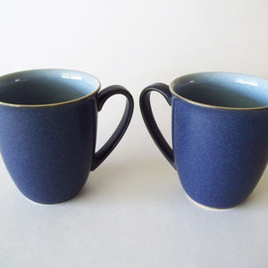 Denby Langley Beakers Mugs Cups Blue Jetty Set / 2
